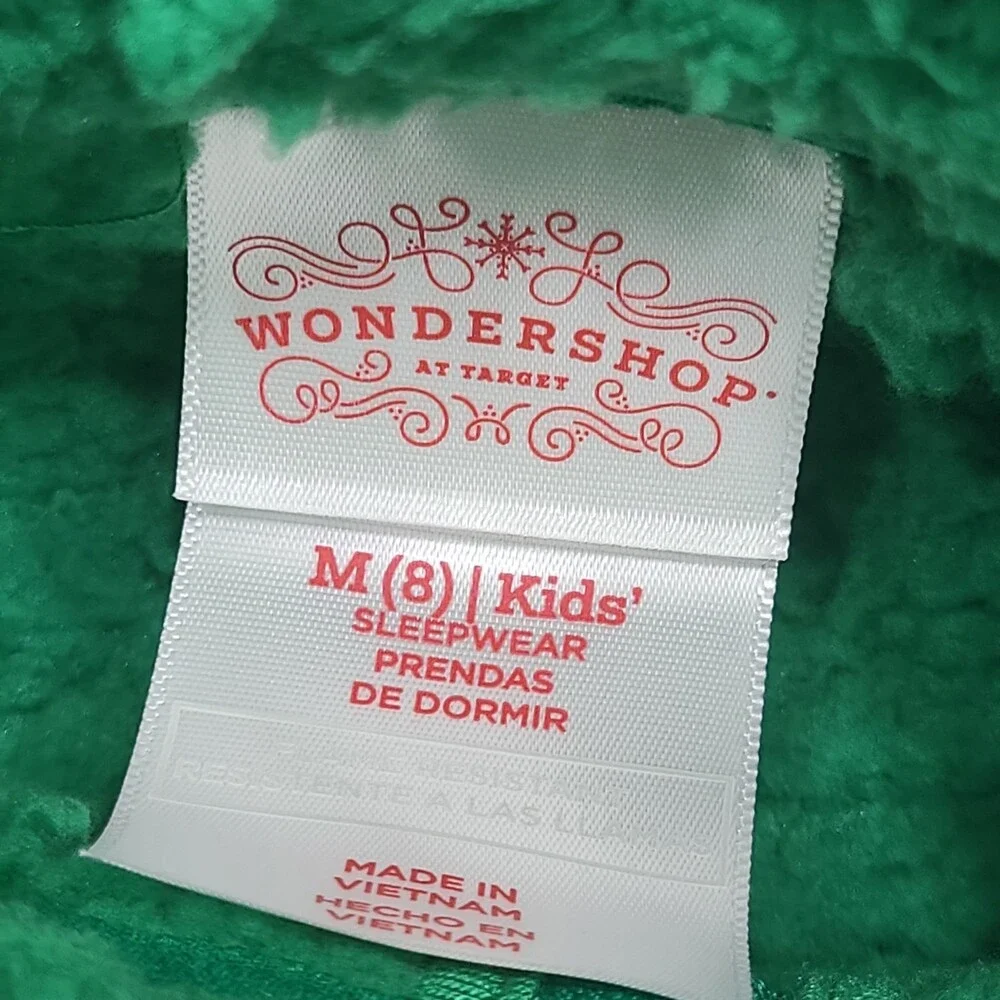 Kids Faux Shearling Half Zip Up Pajama Pullover - Wondershop Green Size Medium 8
